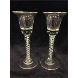 A pair of Georgian wine glasses with twisted opaque tape stems