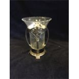 Art Nouveau silver plated vase with clear glass liner with cut and polished stylised design c.1900