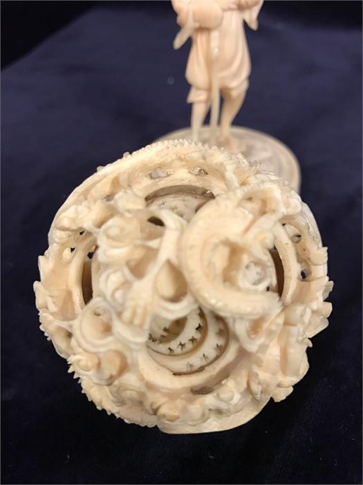 A Ivory puzzle ball on stand - Bild 10 aus 10