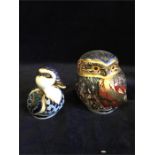 Two Royal Crown Derby figures a duck and an owl