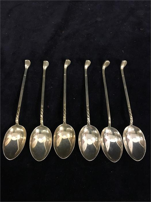 Six silver spoons with a golf theme (97.5g)