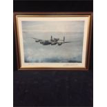 Limited Edition print of a Lancaster Bomber 7/350 by ATG Dowling '81 signed.