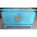 A Chinese wedding chest, painted in Provence blue
