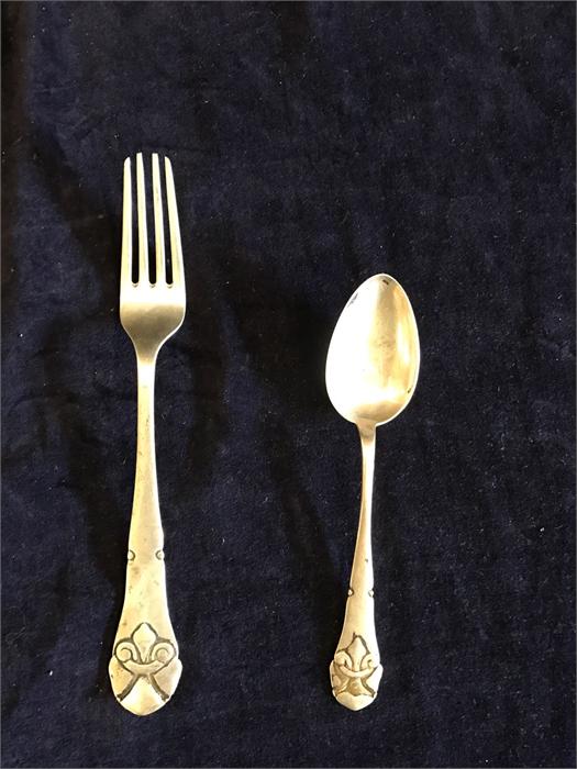 A Sinding Danish silver spoon and fork (62.4g)