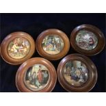 Five framed Pratt ware lids