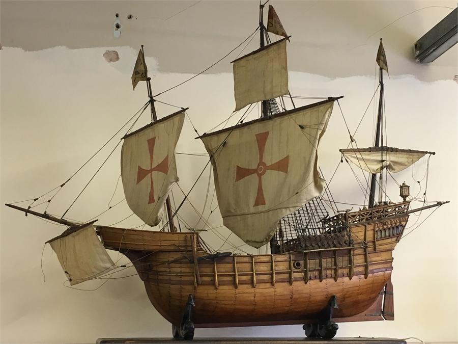 Model Ship.An excellent model of a 15th Century Spanish Nao. It was in a ship similar to this that
