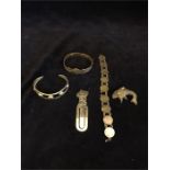 Assorted silver jewellery and a silver bookmark
