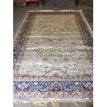 Ivory Ground Cashmere carpet, tree of Life design with unique border 3m x 2m