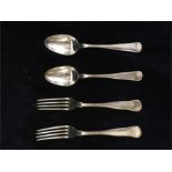 Two silver Danish spoons and forks