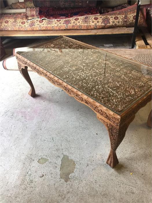 A carved Indian table