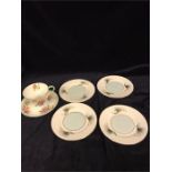 A Shelley Tea cup and saucer and four side plates