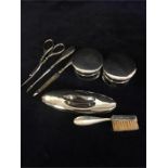 A hallmarked silver manicure set.