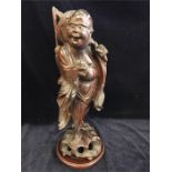 An early 20th Century Chinese carved wooden figure of Budia, the "laughing Buddha"