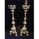 A pair of Brass lamp bases