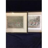 A Watercolour of Queen Victoria & Albert travelling to Ascot and the resulting engraving of 'Queen