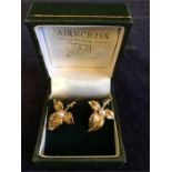 A pair of 9ct gold, hallmarked earrings with pearl insets