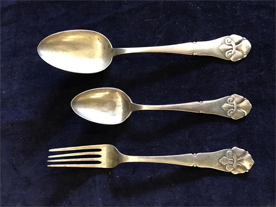 Two Sinding Danish silver spoons and a fork (143g) - Image 2 of 2