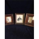 Three framed tinted etchings