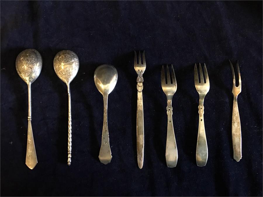 A selection of silver spoons and forks including Georg Jensen - Image 2 of 2