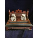 Desk writing set with a pair of inkwells