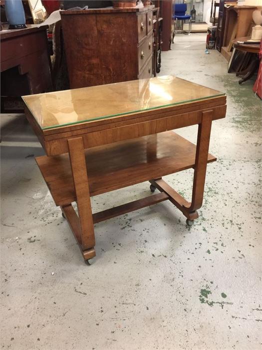 A Mid Century card table on castors