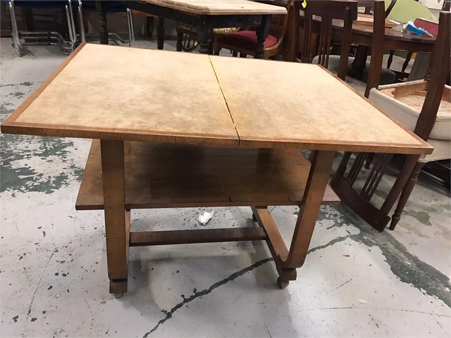 A Mid Century card table on castors - Image 2 of 3