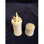 An Antique worked Ivory sewing/crotchet set