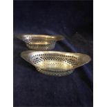 Pair of silver bonbon dishes hallmarked Birmingham 1905-06 (Total Weight 136.8g)