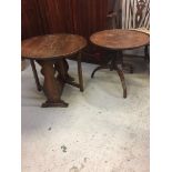 Two small oak side tables