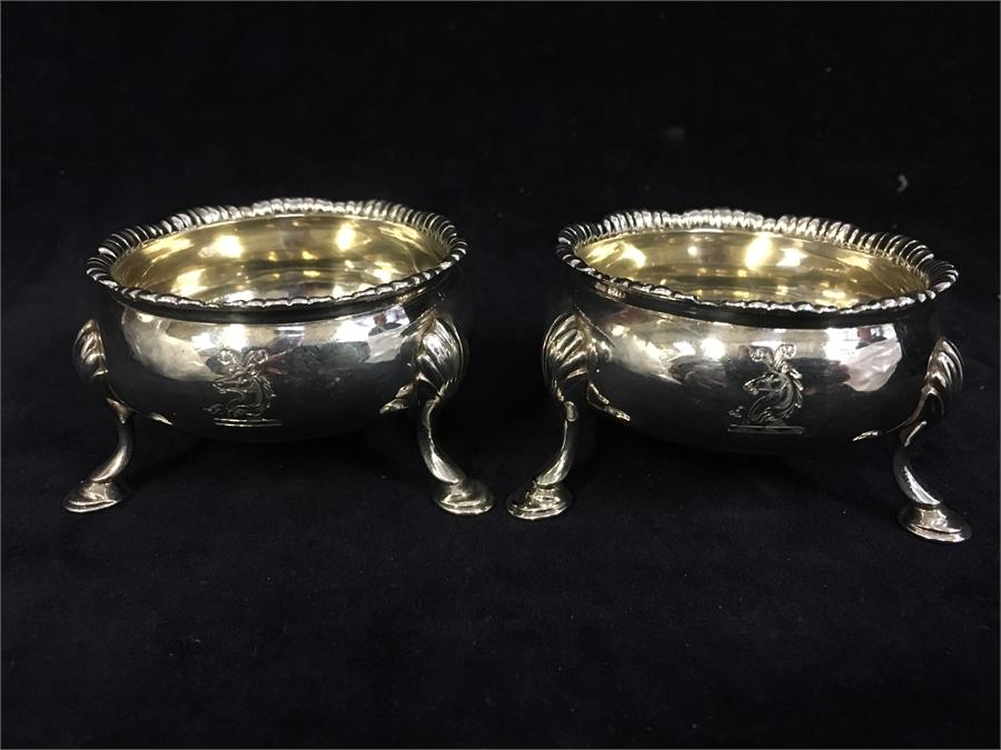 A Silver salts, hallmark 1769 Makers Mark: David Robert Hennell