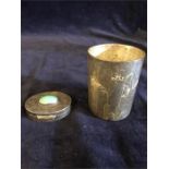 A silver pot and a silver pill box (80g)