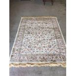 Ivory ground cashmere rug all over floral design 1.7m x 1.2m