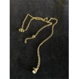 A 9ct gold necklace with diamond stud, broken(7g)