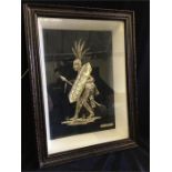 A boxed framed silver figure of a Borneo tribesman, marked 925 with a sliver plaque inscribed