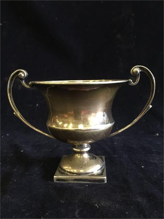 A large silver cup