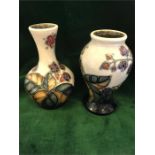 Two small Moorcroft blackberry vases