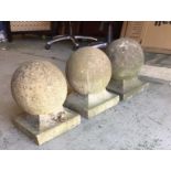 Three Garden piercap balls in concrete