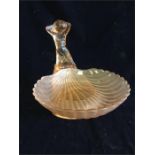 Walther and Sohne Pink Glass Muschel Mermaid base and shell bowl.