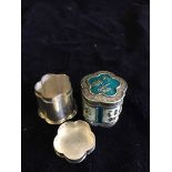 A silver and enamel Chinese pill box