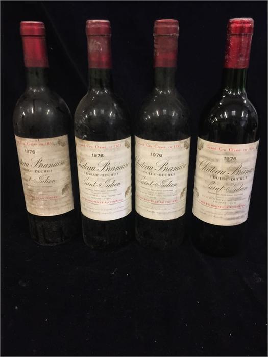 Four bottles of 1976 Chateau Branaire Saint Julien wine