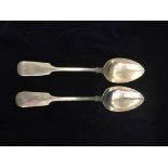 A pair of silver spoons hallmarked London 1877-78 total weight 159.6g makers mark SS