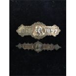 Two Queen Victoria jubilee silver pins