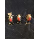 Three tinplate Robins