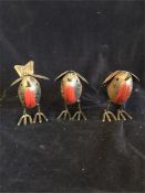 Three tinplate Robins