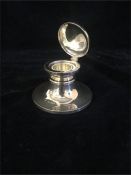 A silver inkwell, hallmarked Birmingham 1982 by B & Co.