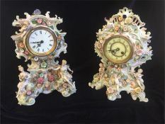 Two Porcelain German Mantle clocks