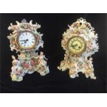 Two Porcelain German Mantle clocks