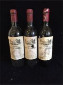 Three bottles of Chateau Puy Castera 1982 Haut Medoc