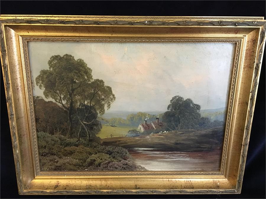 An Oil on board of a country scene