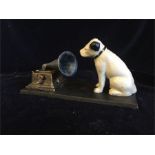 A Cast Iron HMV Dog with gramophone